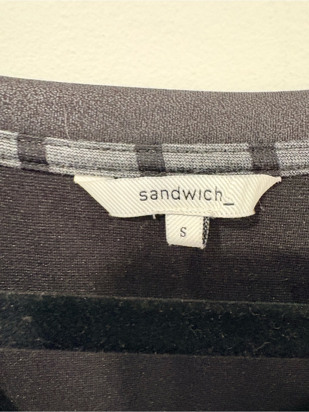 Sandwich Gray Mixed Stripe Wrap Knit Dress | Long Sleeve | Size Small - Picture 4 of 11